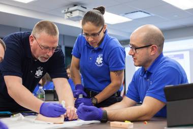 EMT Students participate in a lab