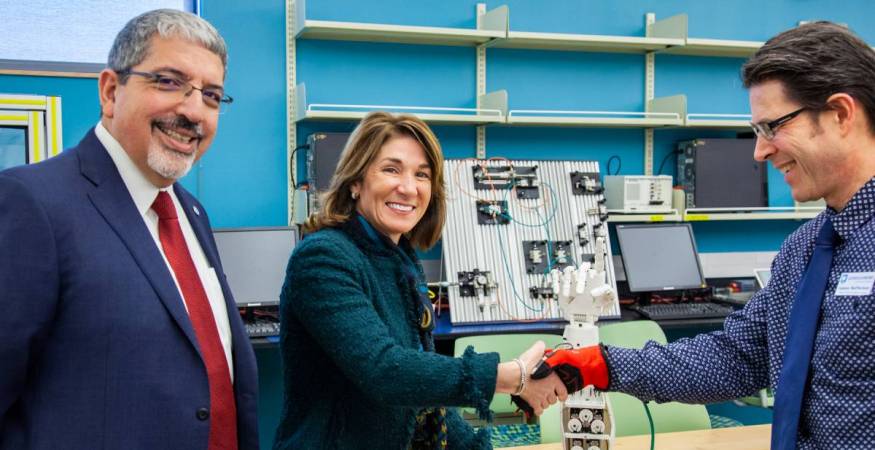 President Pedraja in the Advanced Manufacturing Lab