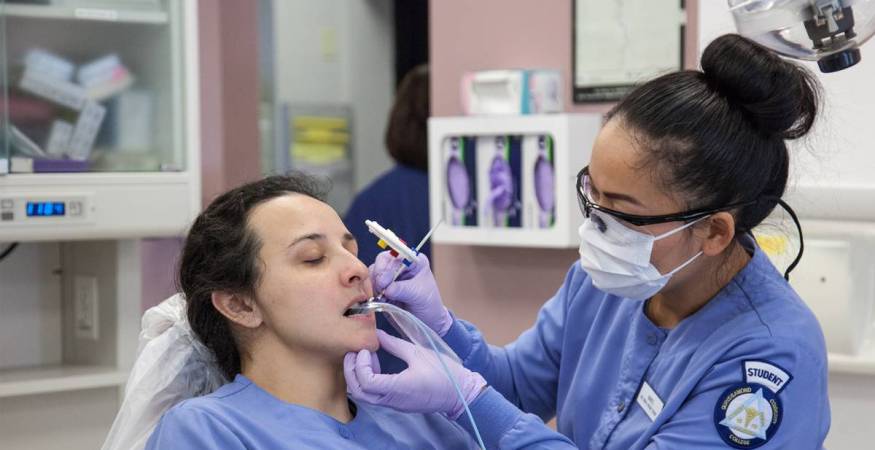 QCC Dental students work in the lab